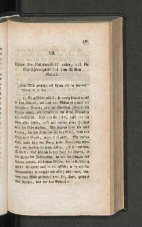 VII. Ueber die Unterwerfung unter, und die Gleichförmigkeit mit dem Willen Gottes.