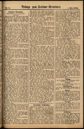 Zweite Ausgabe vom Samstag, den 01. Mai 1886.