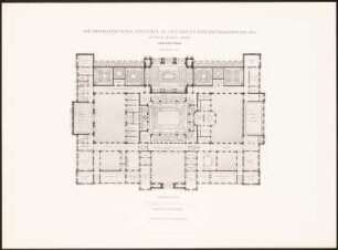 Reichstag, Berlin Zweiter Wettbewerb: Grundriss 1.OG (aus: Die preisgekrönten Entwürfe zu dem neuen Reichstagsgebäude, Berlin 1882)