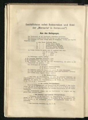 Geschäftshaus nebst Restauration und Hotel der "Mercuria" in Dortmund