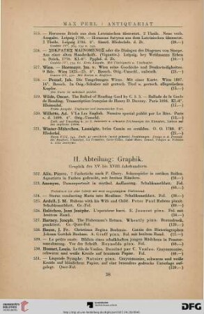 II. Abteilung: Graphik (Nr.522- 778)
