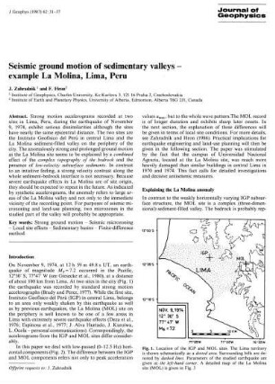 Seismic ground motion of sedimentary valleys - example La Molina, Lima, Peru