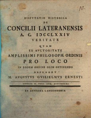 Disp. hist. de concilii Lateranensis A. C. DCCLXXIV veritate