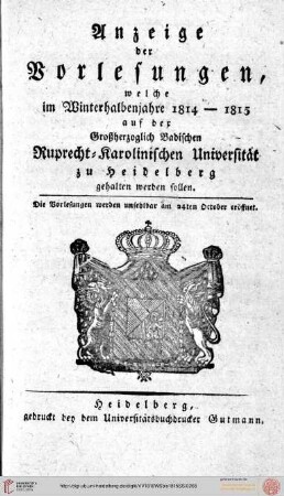 Wintersemester 1814/1815