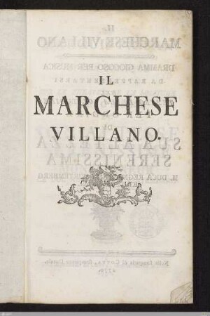 Le Marquis Paisan : Par Ordre De Son Altesse Serenissime Monseigneur Le Duc Regnant De Wirtemberg Et Teck &c. &c.
