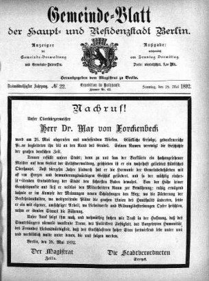 1892,22: No. 22, 29. Mai 1892