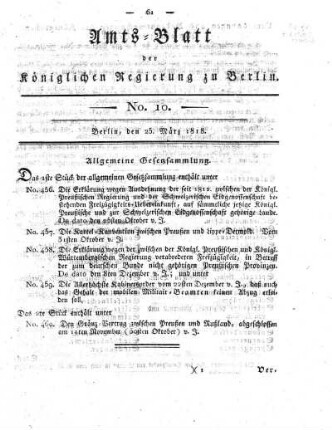 No. 10, 25. März 1818