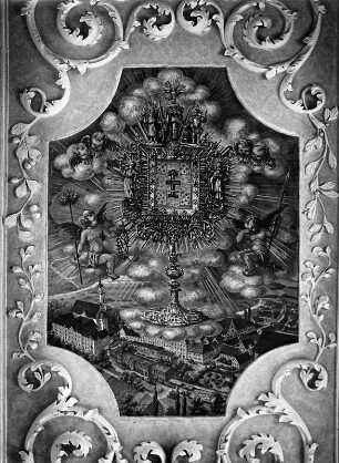 Deckendekoration : Deckendekoration (um 1680). Donauwörth, Pfarrkirche (Ehemalige Klosterkirche Heiliges Kreuz), Gruftkapelle