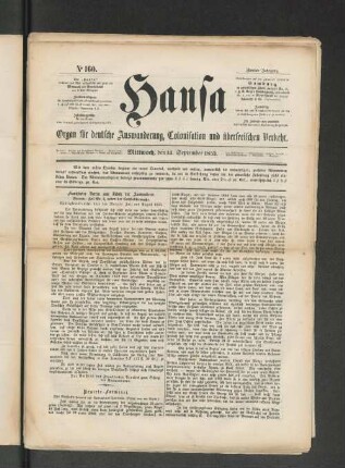 No. 160. Mittwoch, den 14. September 1853.