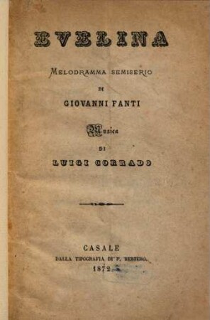 Evelina : melodramma semiserio