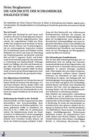 Die Geschichte der Schramberger Emailindustrie.