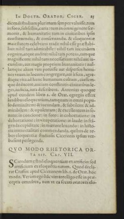 Quo Modo Rhetorica Orta Sit. Cap. VII.