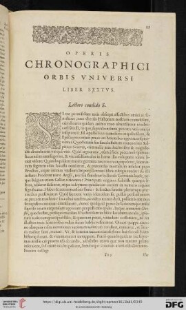 Operis Chronographici Orbis Vniversi Liber Sextvs