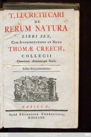 T. Lucretii Cari De Rerum Natura Libri Sex