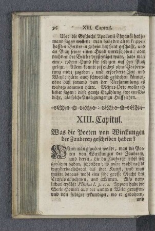XIII. Capitul. Was die Poeten von Wirckungen der Zauberey geschriben haben?