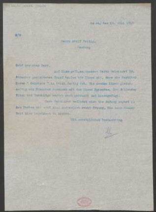 Brief an Adolf Weidig : 18.07.1913