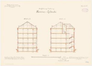 Kaserne des 4. Garderegiments zu Fuß, Berlin-Moabit: Kammergebäude: Querschnitte 1:100