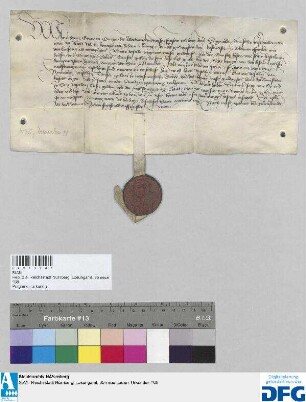 Ludewig Graf zu Otingen, Hofmeister des Kaisers Sigismund stellt dem Rate der Stadt Nürnberg Quittung aus über 1000 fl. Reichssteuer.