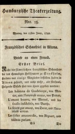 Nro. 25. Montag, den 25sten Juny, 1792
