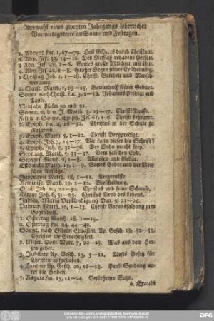 Auswahl eines zweyten Jahrgangs lehrreicher Vormittagstexte an Sonn- und Festtagen.