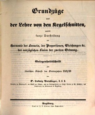 Jahresbericht über die Königliche Katholische Studien-Anstalt bei St. Stephan in Augsburg : im Studienjahre .., 1848/49