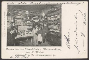 Ansichtskarte „Likörfabrik u. Weinhandlung“, Oranienstraße 32