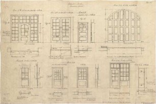 Fischer, Theodor; München - Westend, Bergmannstr.; Ledigenheim - Innentüren (Grundrisse, Ansichten, Schnitte)