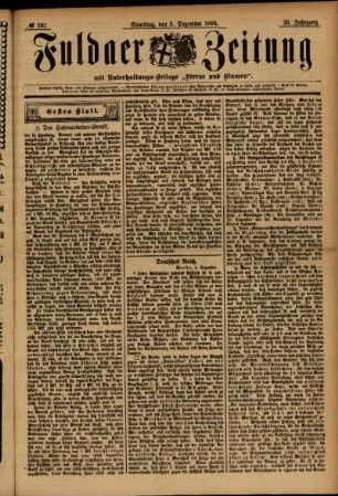 Erste Ausgabe vom Samstag, den 05. Dezember 1896.