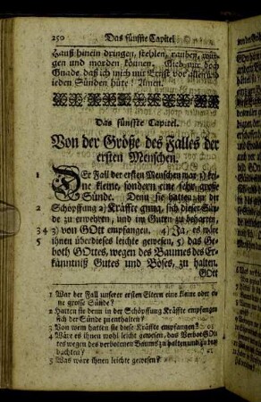 Das fünffte Capitel. Von der Größe des Falles der ersten Menschen. - Das sechste Capitel. von der Erb-Sünde.