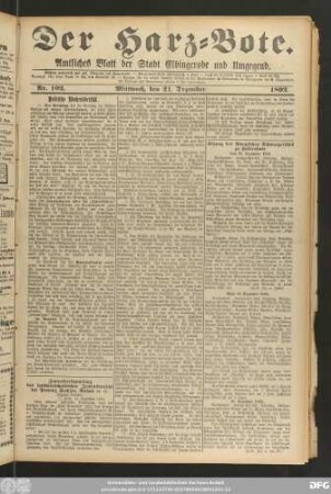 Der Harz-Bote : Elbingeröder Zeitung ; amtliches Blatt des Landratsamts Ilfeld für das vormalige Amt Elbingerode und für die Stadt Elbingerode