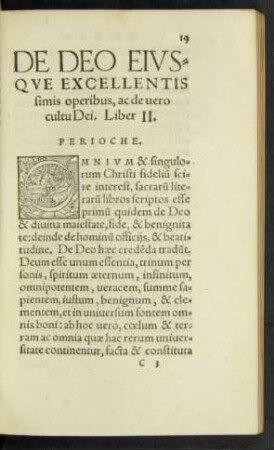 De Deo Eiusque Excellentissimis operibus, ac de vero cultu Dei. Liber II.