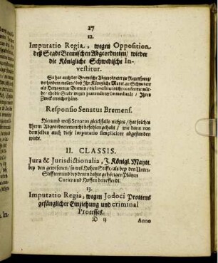 II. Classis. Jura & Jurisdictionalia, I. Königl. Maytt. bey den gewesenen/ so wol Hohen Stifft/ als bey den Unter-Stifftern und bey denen gehörigen Plätzen Curien und Hoffen betreffendt