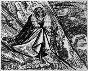 Moses auf dem Sinai : Moses auf dem Sinai. Holzschnitt; 36,4 x 44,8 cm (Bildfeld) (1928; E. Barlach)