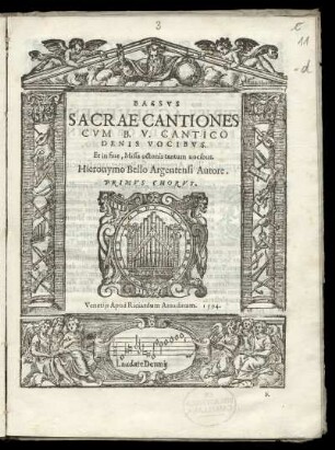Girolamo Belli: Sacrae cantiones cum B. V. cantico denis vocibus. Nonus