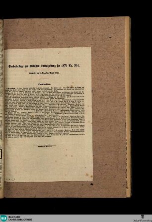 Badische Landes-Zeitung, Sonderbeilage