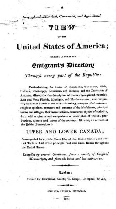 A geographical, historical, commercial, and agricultural view of the United States of America