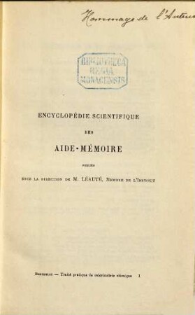 Traité pratique de calorimétrie chimique