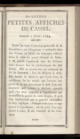 No LXXXVII (Samedi 5 Juin 1784)