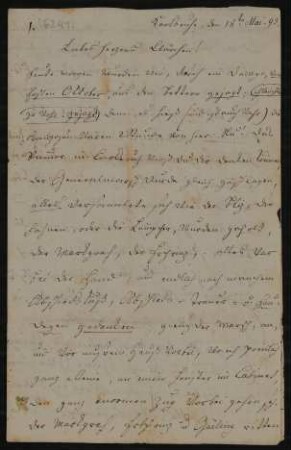 Brief von Luise Marie Anna Nicolovius an Clara von Clermont vom 18.5.1793
