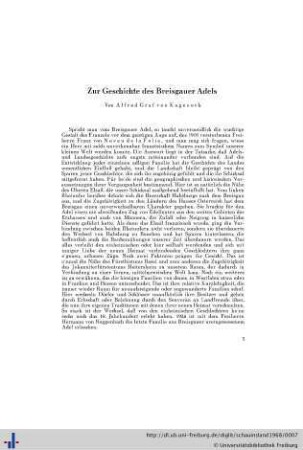Zur Geschichte des Breisgauer Adels
