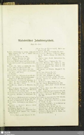 Alphabetisches Inhaltsverzeichnis. (Band IX-XII.)