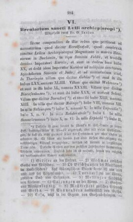 VI. Breuiarium sancti Lvlli archiepiscopi