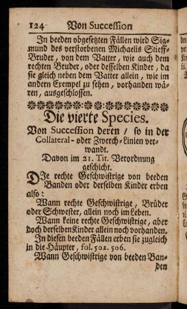 124-136, Die Succession deren / so in der Collateral- oder Zwerch-Linie verwandt
