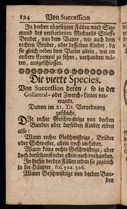 124-136, Die Succession deren / so in der Collateral- oder Zwerch-Linie verwandt