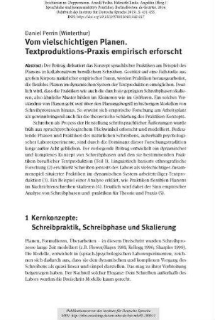 Vom vielschichtigen Planen. Textproduktions-Praxis empirisch erforscht
