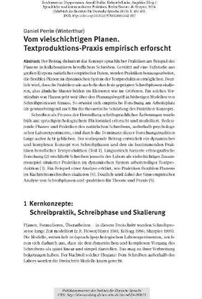 Vom vielschichtigen Planen. Textproduktions-Praxis empirisch erforscht