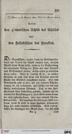 1: Ueber den homerischen Schild des Achilles und den hesiodischen des Herakles