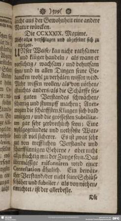 Die CCXXXIX. Maxime. Nicht allzu verschlagen und abgefeimt sich zu erzeigen