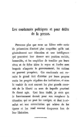 Les condamnés politiques et pour délits de la presse