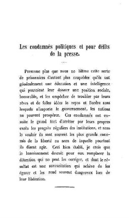 Les condamnés politiques et pour délits de la presse